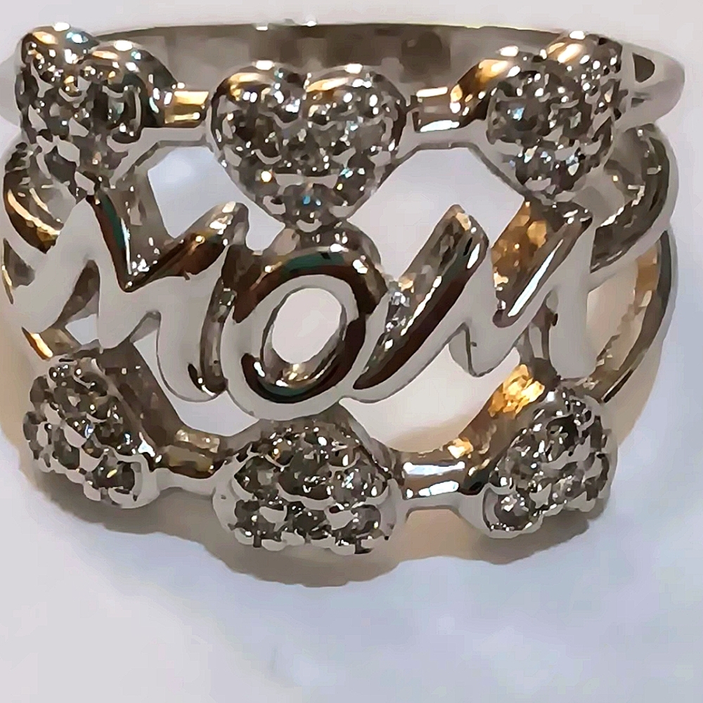 Ring Mom Sterling Silver 925  Stamp Stone Cristal Zirconia